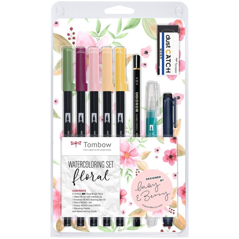 TOMBOW aquarelset Floral, 11-delig, watervermalbare markers